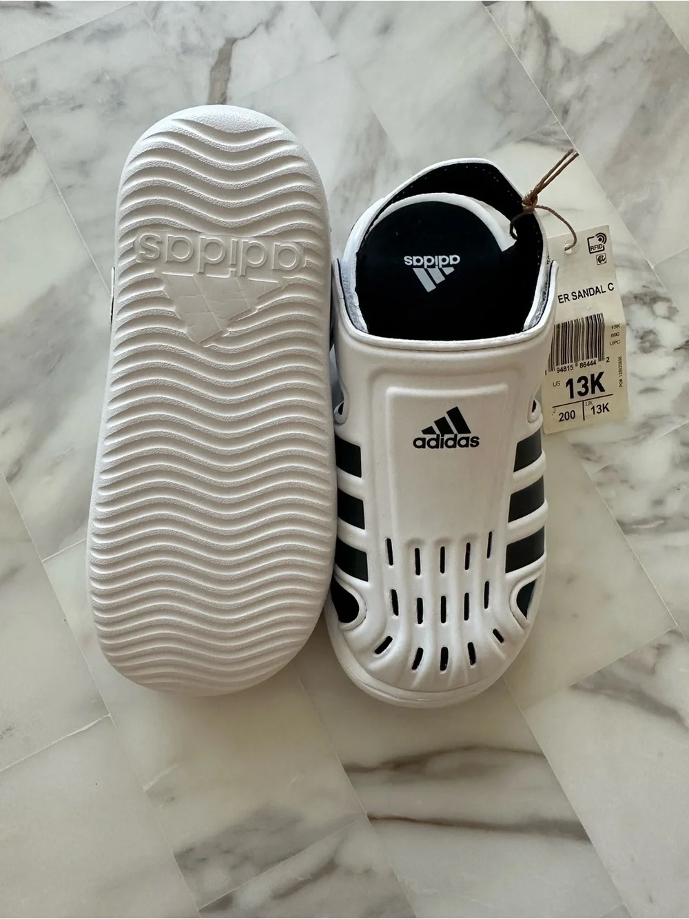 adidas Kids White and Black Water Sandals
